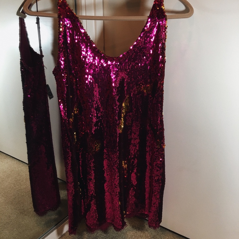 free people gold/ pink sequin dress SIZE MEDIUM